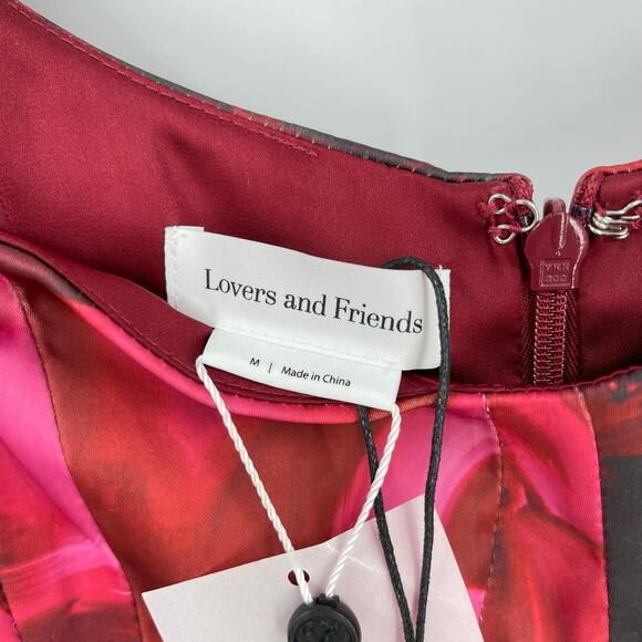 Lovers and Friends | NWT Carpenter Mini Dress in Rhoda Floral Multi Red Satin M - Picture 4 of 11